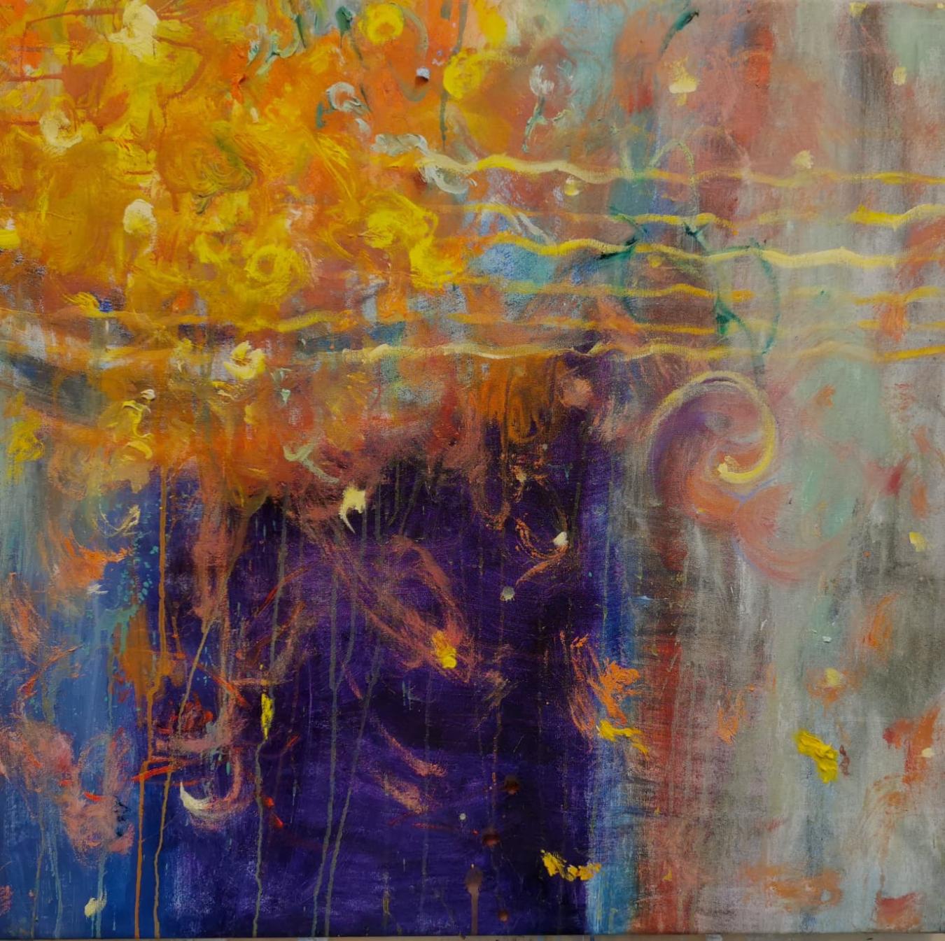 Image of Sanna Karlsson-Sutisna's oil painting Valon viesti (A message from the light), oil on canvas.